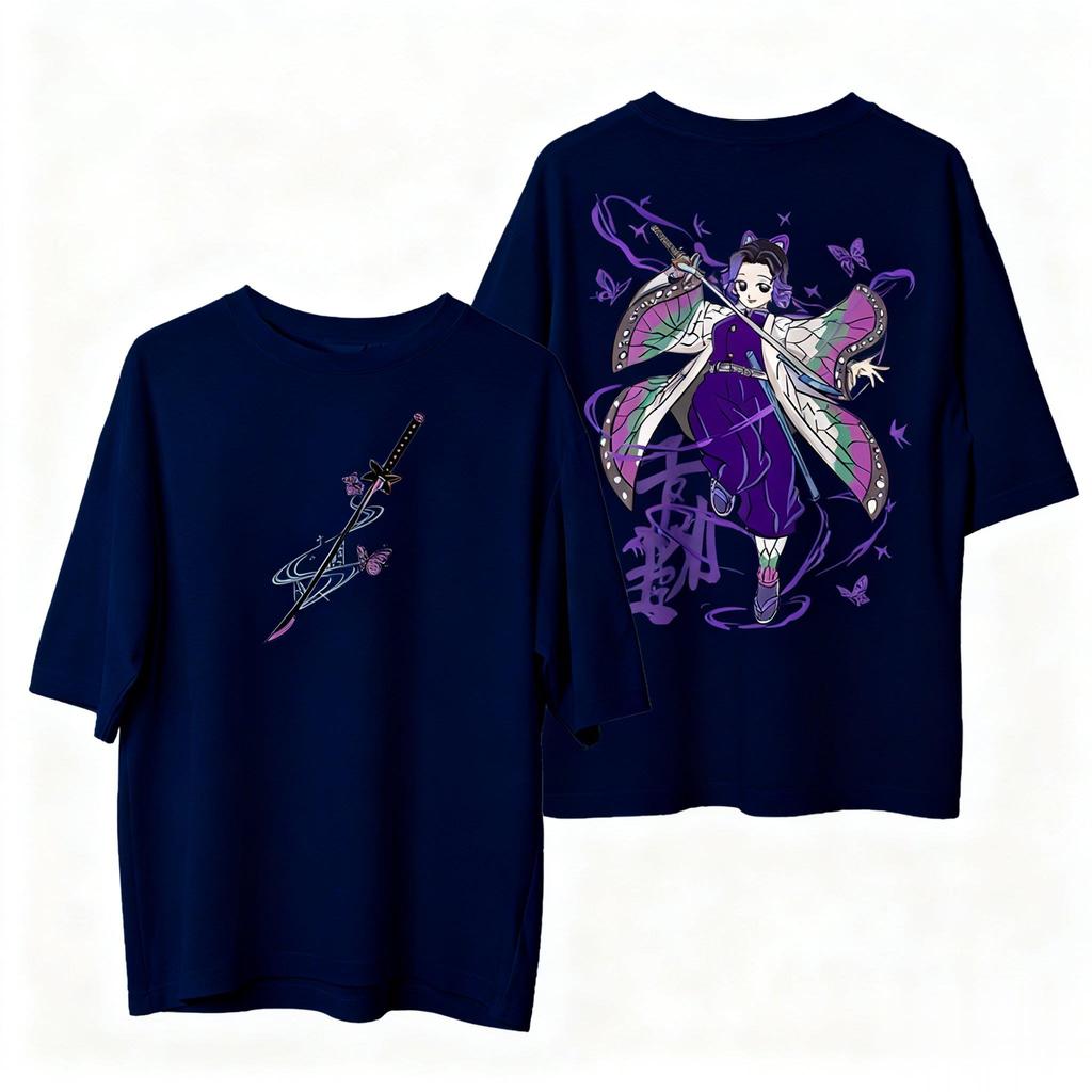 Demon Slayer Anime T Shirt Women Men Shinobu Kocho Graphic Print Oversized Cotton Tee 2026 Summer Kawaii Casual Streetwear Tops