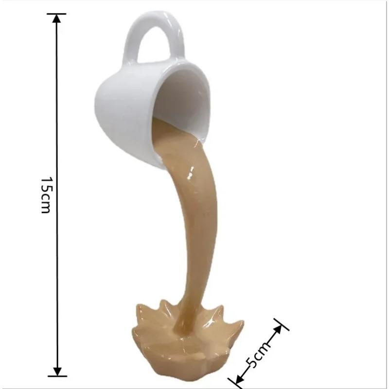 Floating Spilling Coffee Cup Sculpture Kitchen Decoration Spilling Magic Pouring Splash Creative Desktop Decor Home Decoration