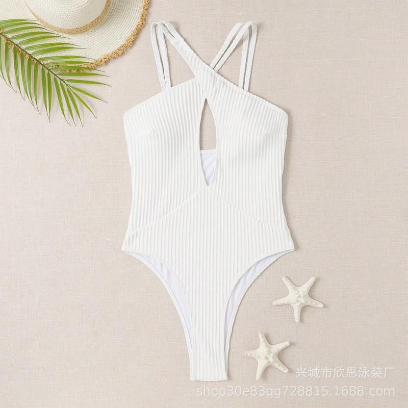 Xinsi Bikini Hollow Out Sexy Solid Color One-piece Swimsuit Woman S