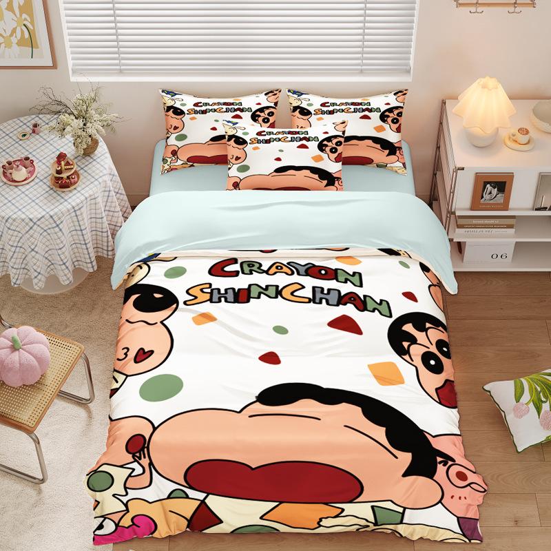 New Style C-Crayon Shin-chan Bedding Sets Shin-chan Duvet Cover Bed Set Quilt Cover Pillowcase Kids Adult Size