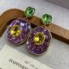 Fashion Crystal Premium Necklace Women'S Light Luxury Bracelet Color Dopamine Earrings Set Accessories