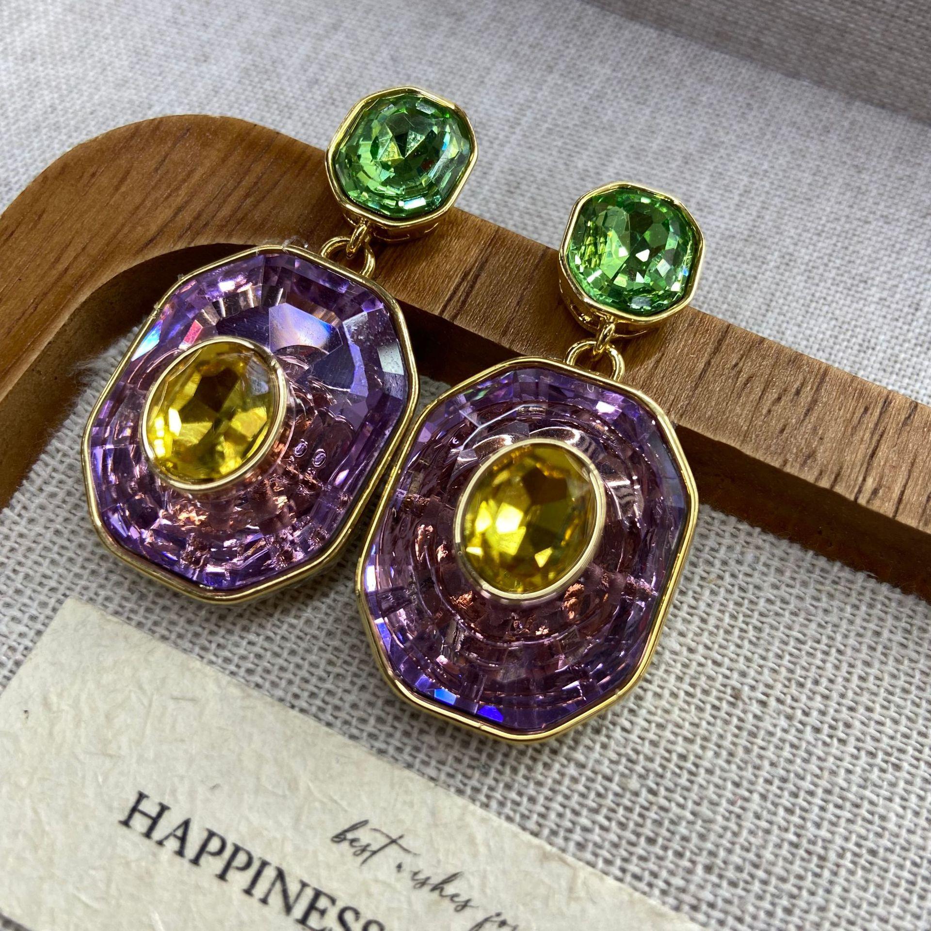 

Fashion Crystal Premium Necklace Women S Light Luxury Bracelet Color Dopamine Earrings Set Accessories