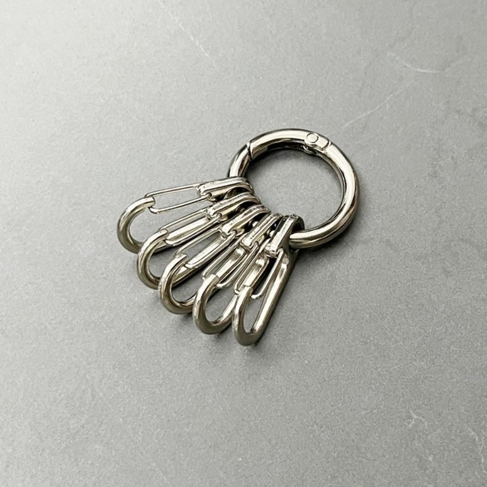 Vintage With 5pcs Hook Buckles Openable Round Carabiner Metal DIY Keychain Clips Snap Hook Buckles Connector серебряный