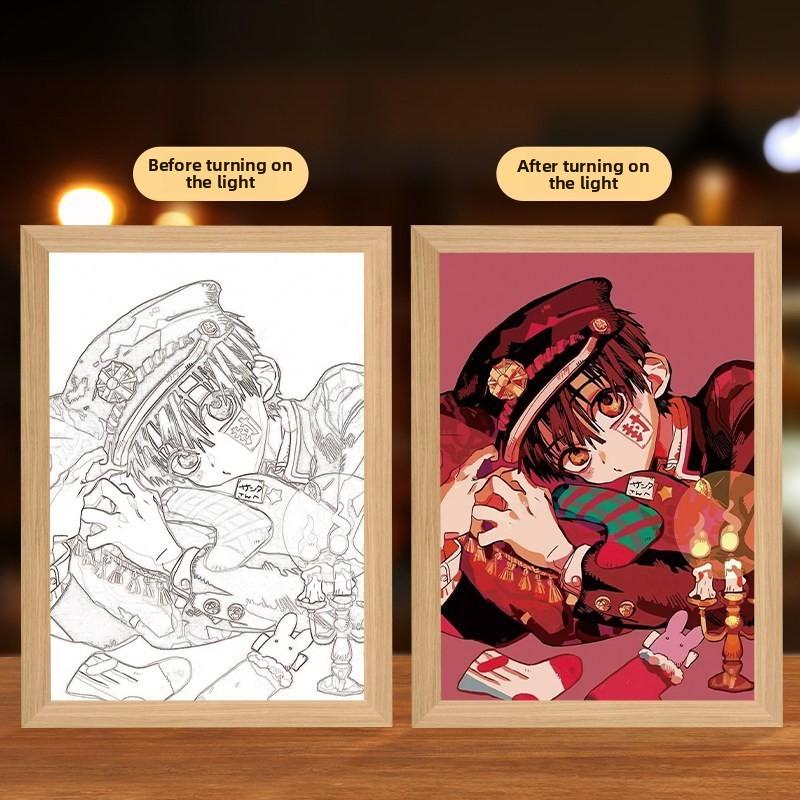 23cm/9.06in Tum Rensabiyuu 3D Light Painting Night Lamp Anime Peripherals Figures Bedroom Table Display Ornaments Birthday Gift