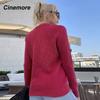 Cinemore סוודר נשים סתיו אביב סולידי אוברסייז קז'ואל פולאוברים חם בסיסי שרוול ארוך טופ צווארון עגול סוודר סרוג