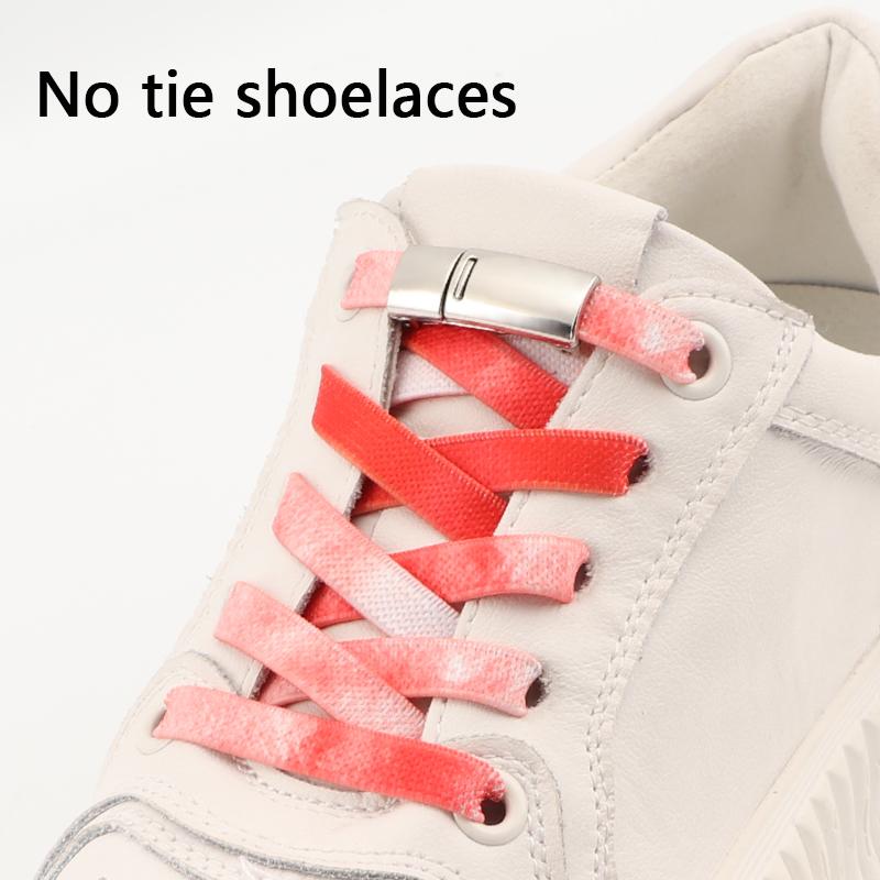 1 Pair No Tie Shoelaces Magnetic Metal Lock Elastic Shoe Laces Colorful Flat Leisure for Men and Women Lazy Shoelace Accessories