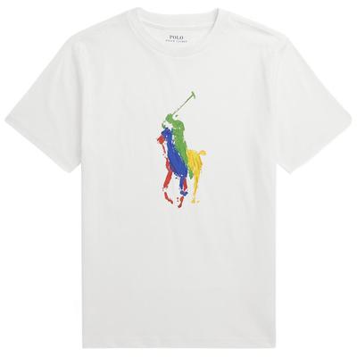 Polo T-Shirt Colorful Logo Print Crew Neck Straight Cut Short Sleeve Kids Tops White 323925614-001