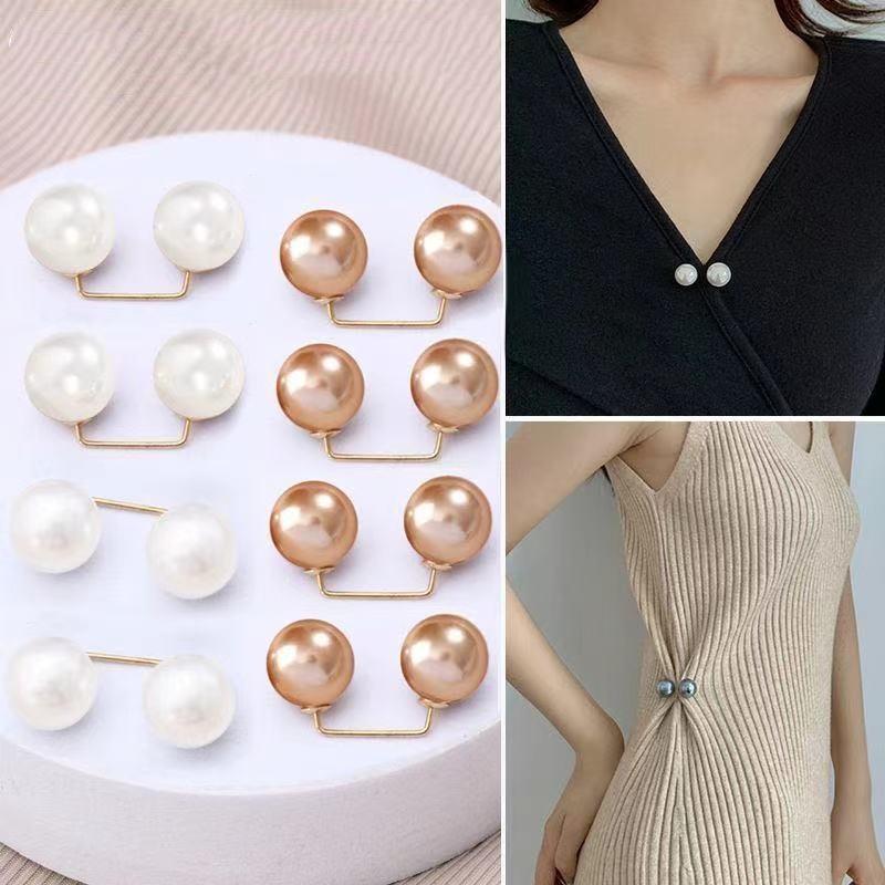 8PCS Pearl Non-slip Safety Pins Dress Brooch Decoration Dress Waist Fastening Pins Collar Adjustment Scarf  Fashion Versatile