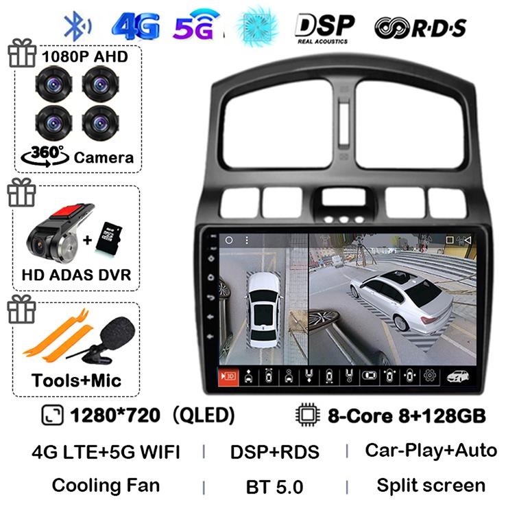Android 14 Car Radio For Hyundai Santa Fe SM 2000-2012 For JAC S1 (Rein) 2007-2013 Multimedia Video Player Navigation Stereo DSP