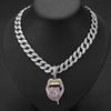 Big Mouth Tongue Out US Dollar Personalized Hip Hop Pendant Full of Diamonds Trendy Necklace for Men and Women Cuban Necklace