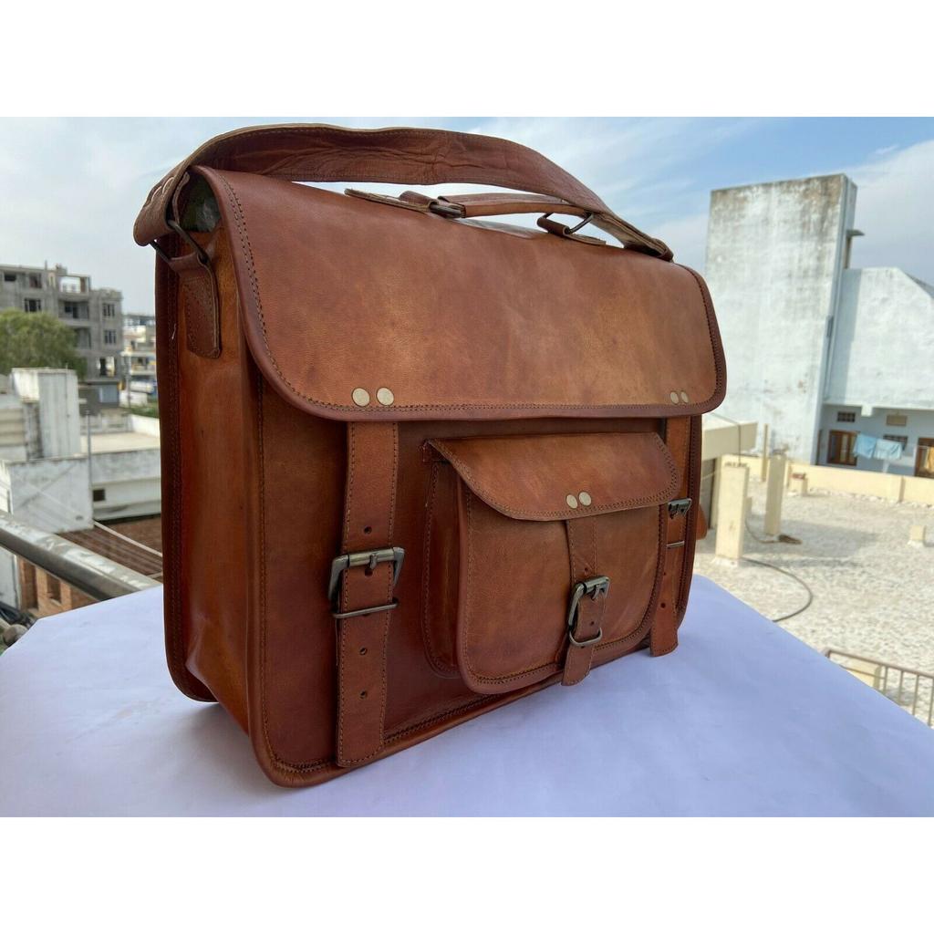 Tasche Echtleder Messenger Schulter Herren Laptop Satchel Handtasche Braun Neu Laptop
