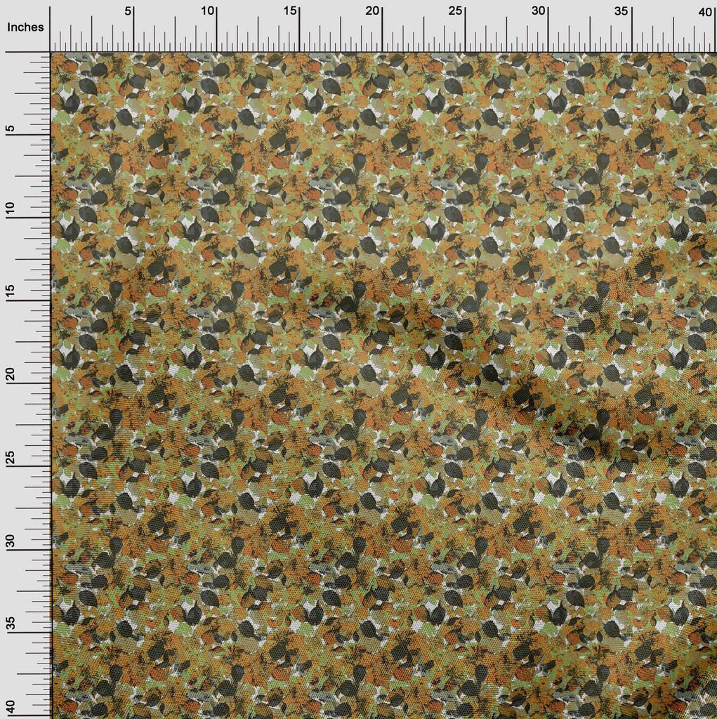 oneOone Cotton Poplin Dark Mustard Fabric Abstract Floral Quilting Supplies Print Sewing Fabric By The Yard 42 Inch