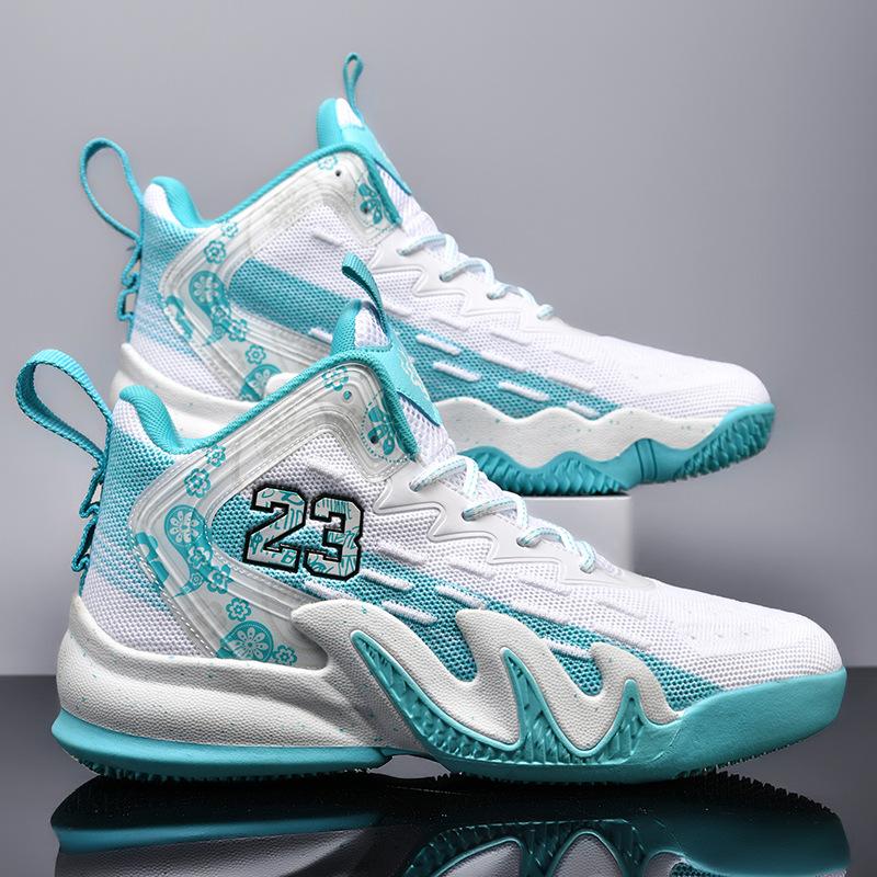 New Basketball Shoes Autumn Breathable Non-Slip Mandarin Duck Shoes Shock-Absorbing And Wear-Resistant High-Top Professional Men'S And Women'S Actual