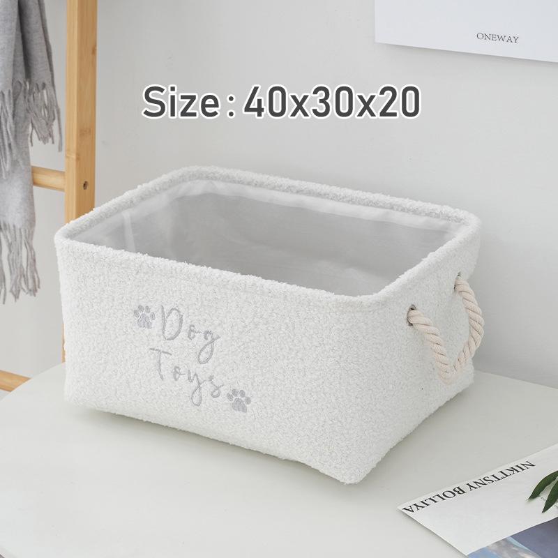 Cesto Porta Giocattoli per Cani in Peluche Pieghevole Scatola Porta Giocattoli per Cani con Manico Confortevole Adatto per Conservare Accessori Giocattoli per Animali Domestici