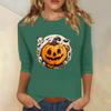 Women's Fashion Casual Three-quarter Sleeve Halloween Printed Round Neck Top