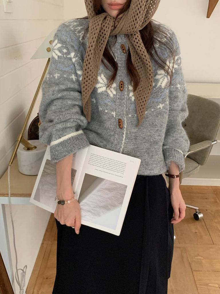 Vintage Luźny Styl Skórzany Sweter z Wzorem Fair Isle Płaszcz dla Kobiet Jesień Zima Nowy Grubość Luźny Codzienny Dzianinowy Otwarty Kardigan