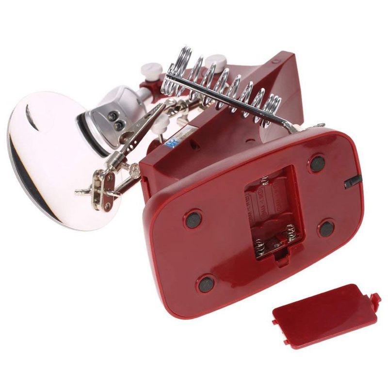 Multi-functional 3X/4.5X Welding Desktop Magnifier with 2 LEDs Alligator Clip Helping Hand Soldering Holder Repair Magnifier