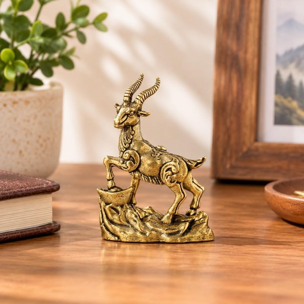 Vintage Coins Goat Statue Wealth Fortune Blessing Fengshui Goat Ornaments Copper Lucky Mascot Year of Sheep Ornaments Desktop