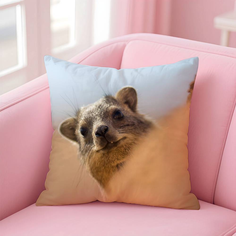 Kwaii Anime Rock Hyrax Animal Pillow Case Custom Printed Brushed Fleece Pillow, Baby Skin-Touch, Eco-Friendly Dye-Sublimation Cu