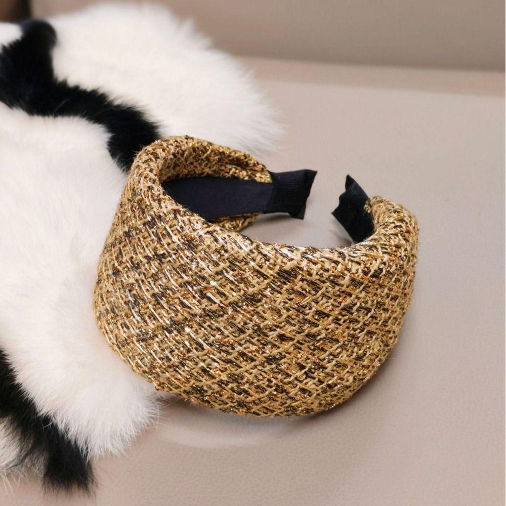 Sequin Braided Wide Thickened Headband Tweed Knitted Makeup Headband for Girls Ladies