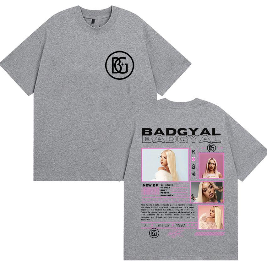 Rapper Bad Gyal Album Tour T-shirt Unisex's and Women's Summer Cotton Y2K Clothing Breathable Hip Hop Round Neck Short Sleeve Top