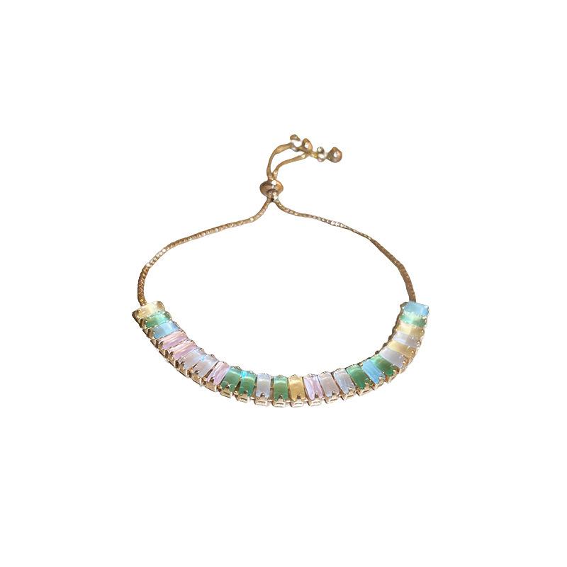 Xiaohongshu Style Colored Zircon Bracelet - Simple, Fashionable, and Versatile Women's Jewelry