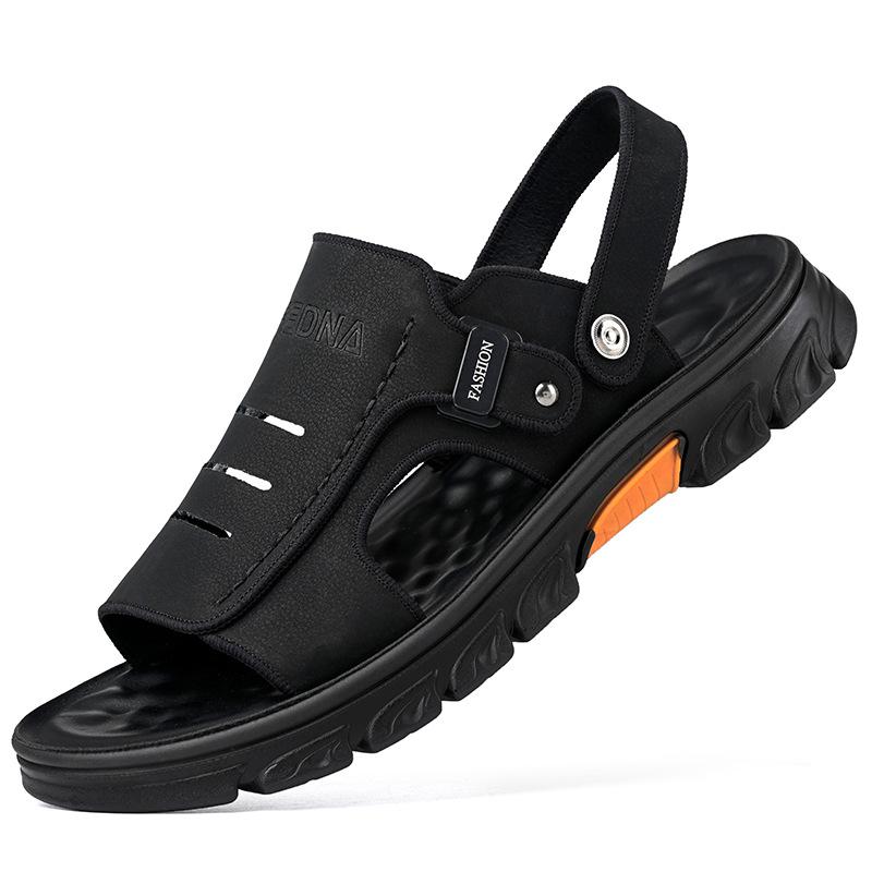 

Outdoor fashion open-toed cool slippers breathable foot cover casual beach shoes men s flat-bottomed driving shoes 2025 38