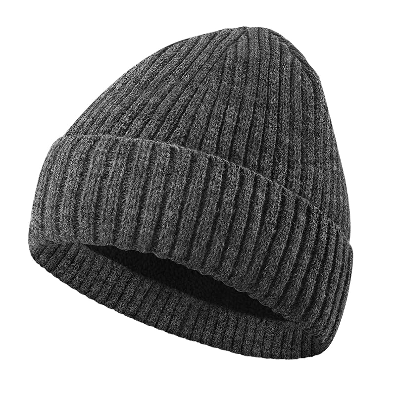 

[Dream stuff] knit hat men s wool beanie double structure large size Plain color Thick warm skin-friendly Cold protection Heat retention Windproof