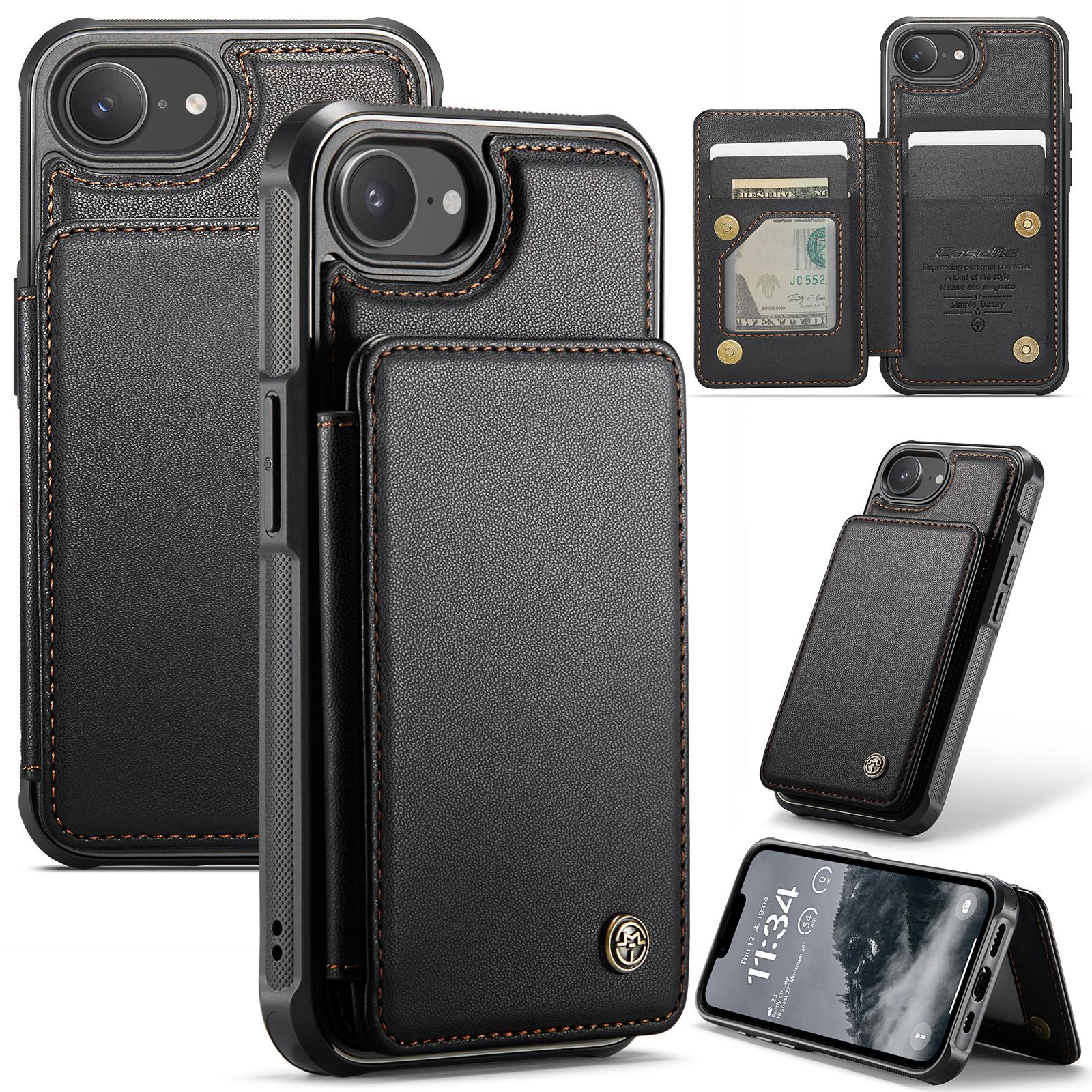 

For iPhone 16e Phone Case CASEME C22 Leather Back Cover with RFID Blocking Card Slots B