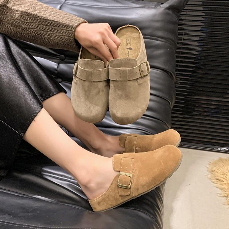 Petite Women's Vintage Half Slippers With Thick Sole And Rubber Outsole Spring Autumn New Arrival Bohemian Style Flat Form Sanda