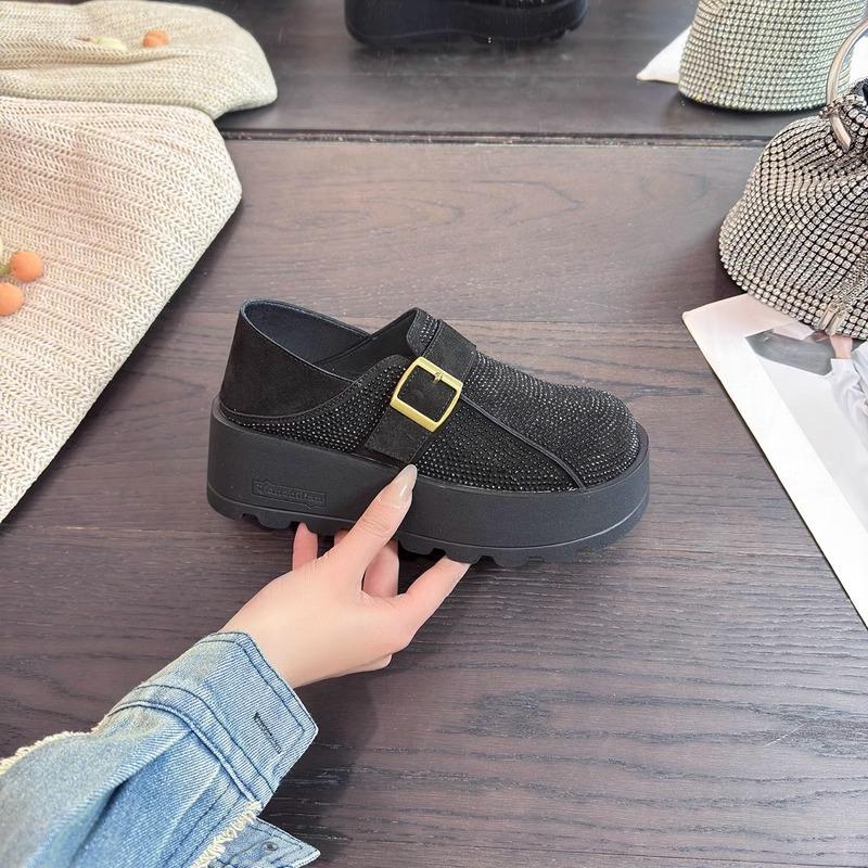 Muffin thick-soled small woman spring new one pedal two wear casual heightening shoes