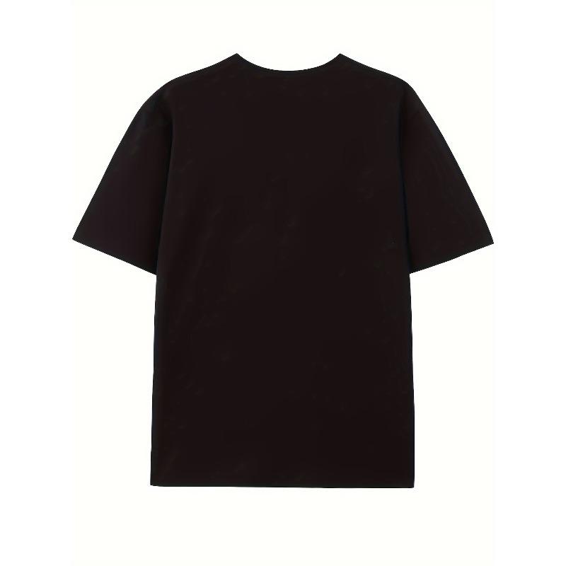 European sizes Rose Printing Men'S Crew Neck Short Sleeve T-shirt, Casual Summer T-Shirt For Daily Wear And Vacation Resorts