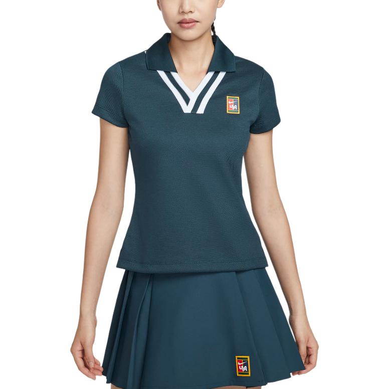 Nike Fashionable Comfortable Skin-Friendly Short Sleeve Polo Shirt Women tops Navy-Blue FZ0277-478