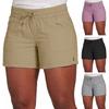 Léto Ženy Šortky Stahovací šňůrka Elastická Vysoký pas Slim Fit Jednobarevné Kapsy Délka nad kolena Slim