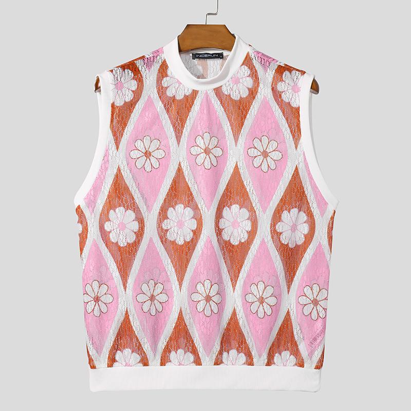 

INCERUN мужские кружевные вязаные крючком летние майки без рукавов, жилет 3XL