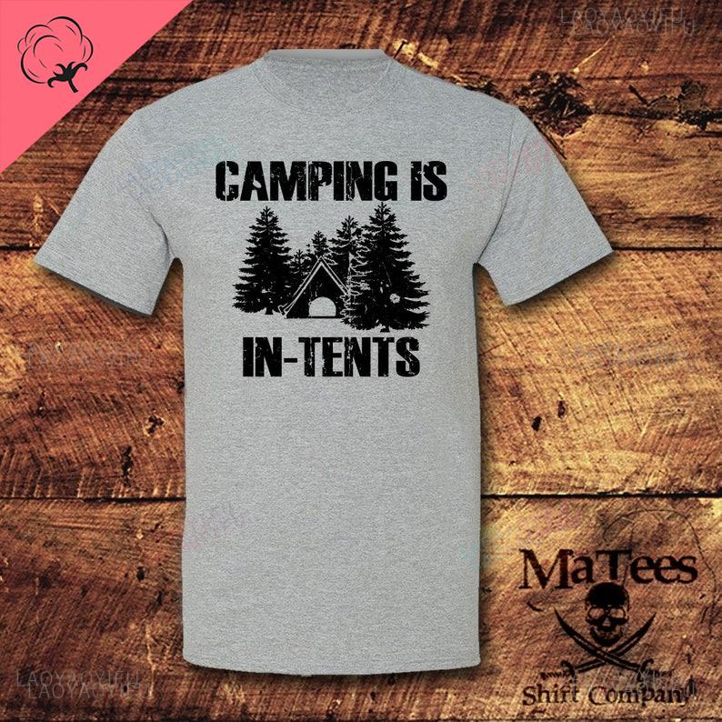 Camping Is inTents Men for Female Funny Camping Casual Harajuku Streetwear Aesthetic Loose Oneck Harajuku Printed Tshirt Tops