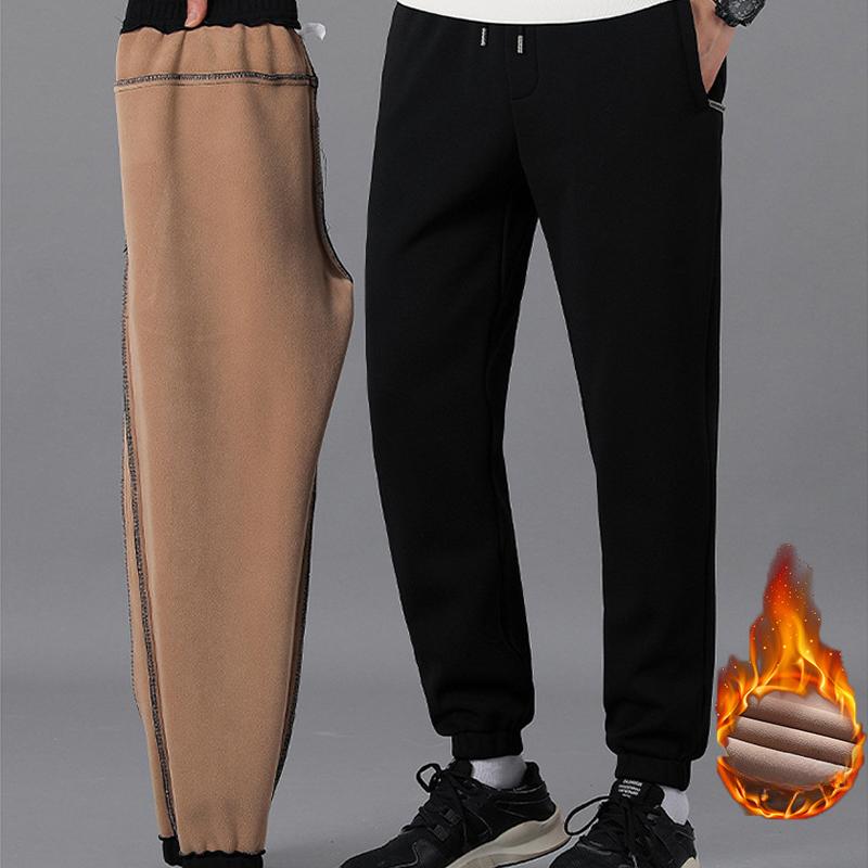 

2023 зимние новые мужские модные большие свободные плюшевые и толстые эластичные хлопковые брюки, теплые брюки