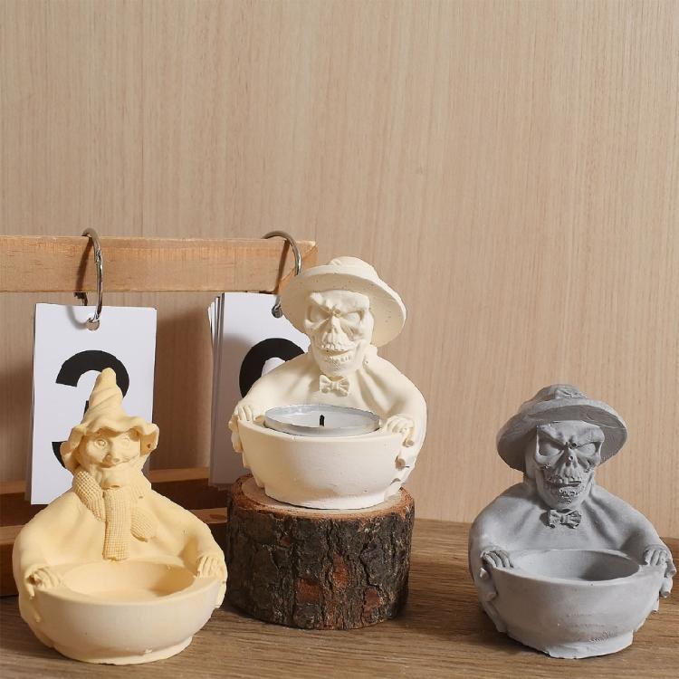 Multipurpose Witch Skull Candle Mould Sturdy Silicone Crafting Tool for Home Decoration and Holidays