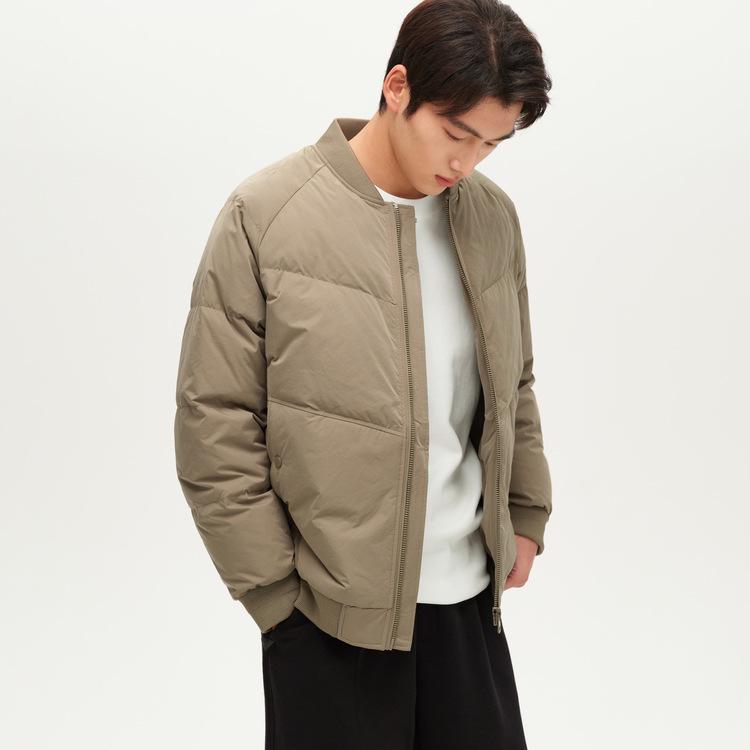 

WOOG200590 Men s White Duck Down Baseball Collar Jacket - 2025 Winter New Style, Slightly Loose, Thickened, Warm Outerwear XL світлого кольору хакі