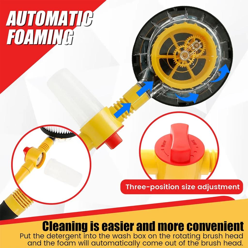 Car Wash Brush Cleaning Mop Foam Brush with Long Handle Automatic 360° Rotating Foaming Car Wash Mop Auto Accessories Tools2025