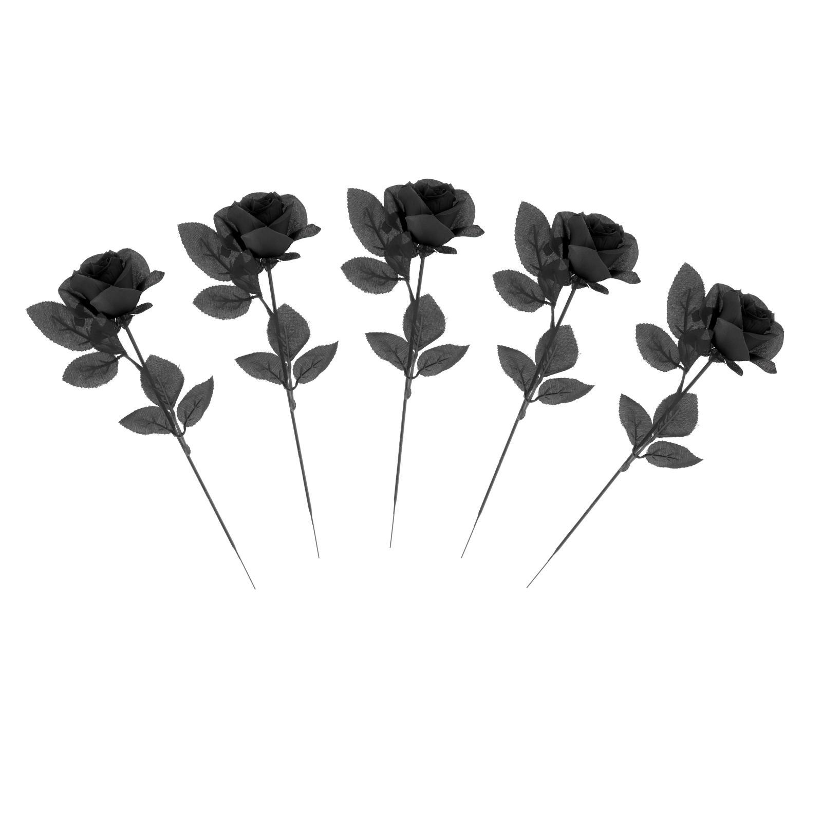 

Polyester Roses Halloween Flower Arrangement Photography Props A Bouquet of 5 Flowers DIY Faux Bouquets for Festival Party чорний