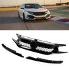 Gloss Black for TypeR Style Front Mesh Grille with Headlights Eyelids Replacement for Honda Civic 20162018