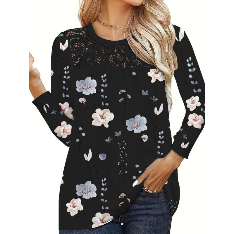 IHUASU Women's Fashion Casual Long Sleeve O-Neck Blouses & Shirts