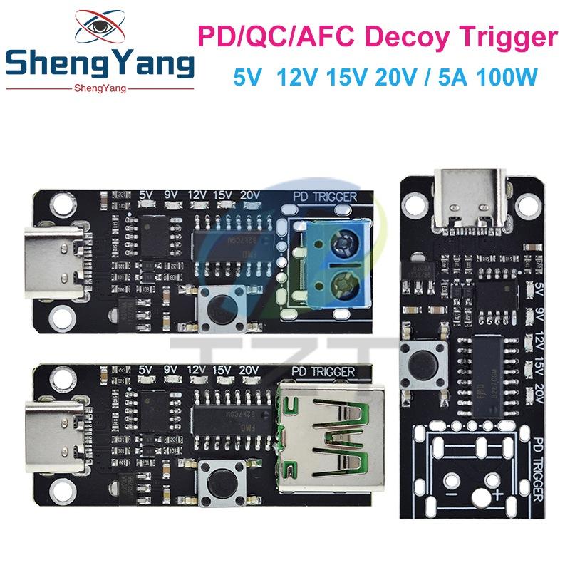 100W 5A USB-C Schnelllade-Trigger-Platinenmodul PD/QC Lockvogelplatine Schnellladung USB Typ-C PD 2.0 3.0 Power Delivery Boost-Modul