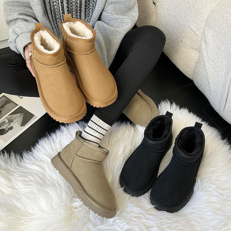 Zhou Dongyu Same Mini Fur Integrated Snow Boots 2025 Winter Non-slip Piled Thickened Short Cotton Shoes Women