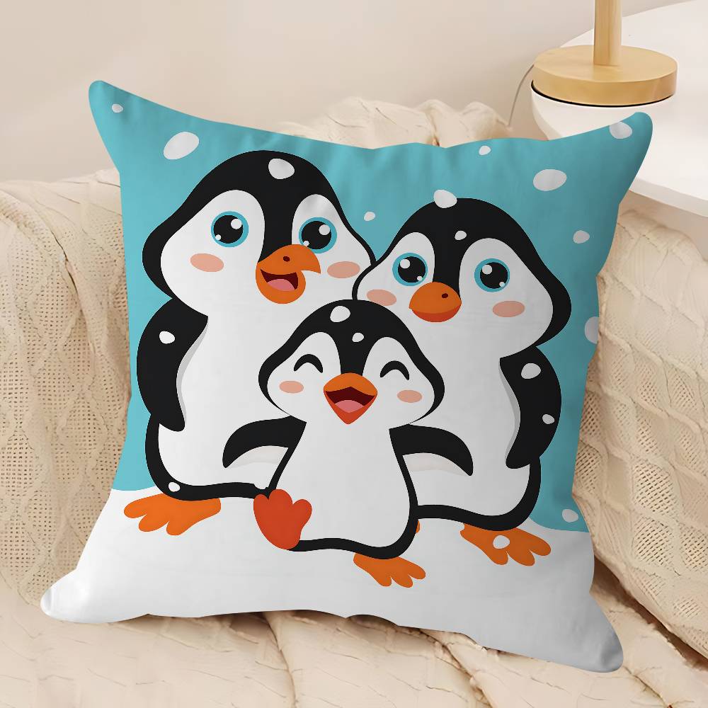 Cute Penguin Cushion Cover Car Throw Pillow Case For Sofa Car Christmas Gift 40x40cm 45x45cm