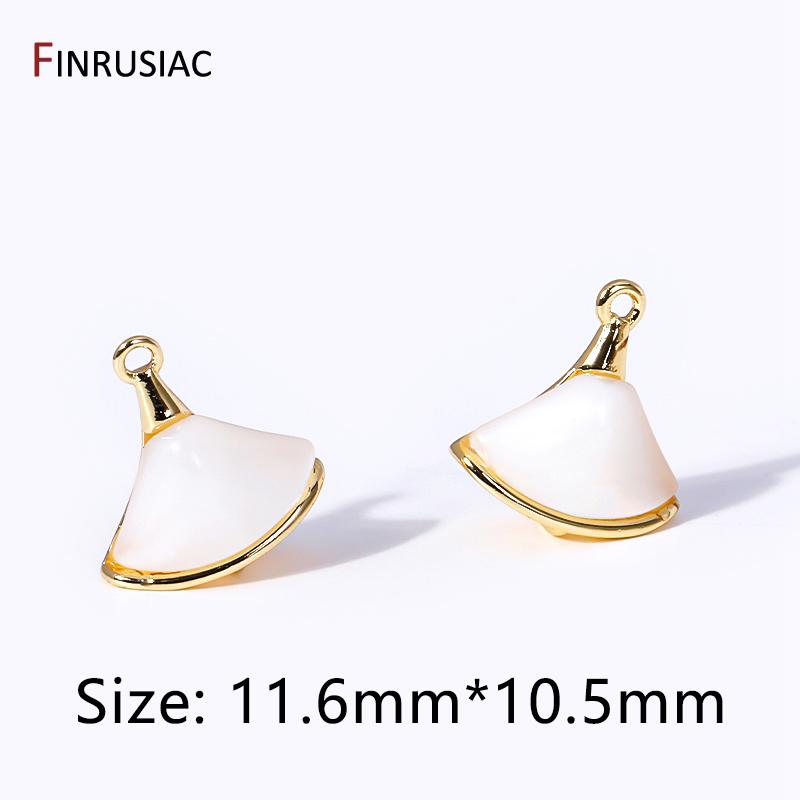 

14K Gold Plated Brass Metal Natural Shell Charms For Necklace Making Supplies, Luxury Shell Pendants For Earring Making 2 pieces