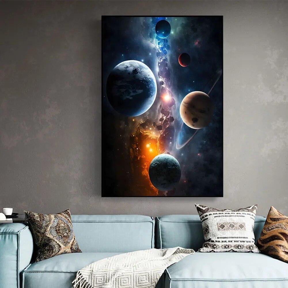 Abstract Colorful Universe Space Posters and Print Solar System Canvas Wall Painting Art Picture for Living Room Home Decor Gift No Frame
