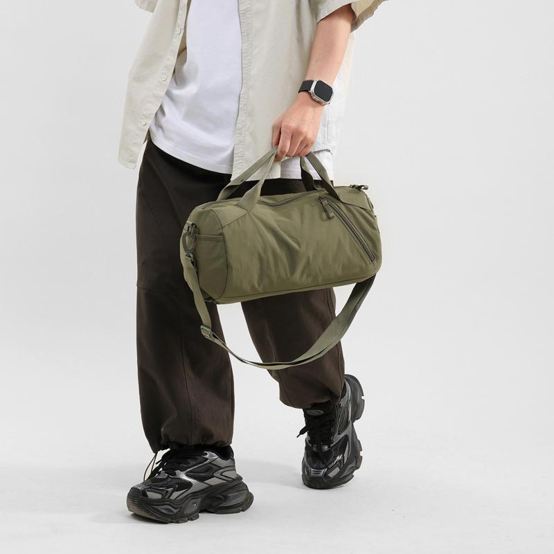 Solid Color Cylinder Travel Bag Portable Sports Fitness Bag Crossbody Bag