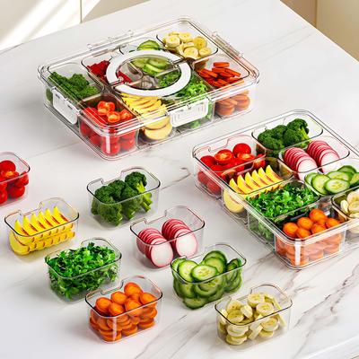Transparent 8-Compartment Fresh-Keeping Salad and Fruit Storage Box